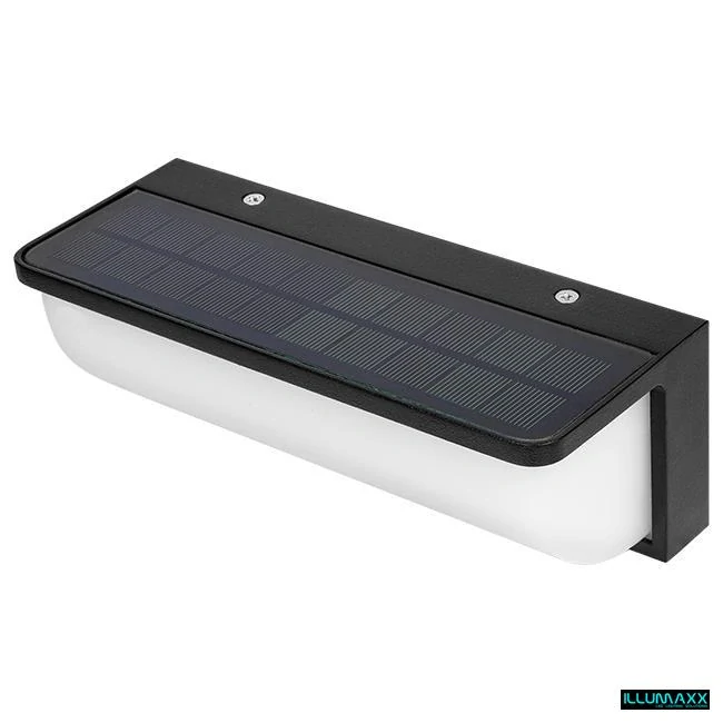 Solární LED nástěnné svítidlo LOGON 4000K PIR černé