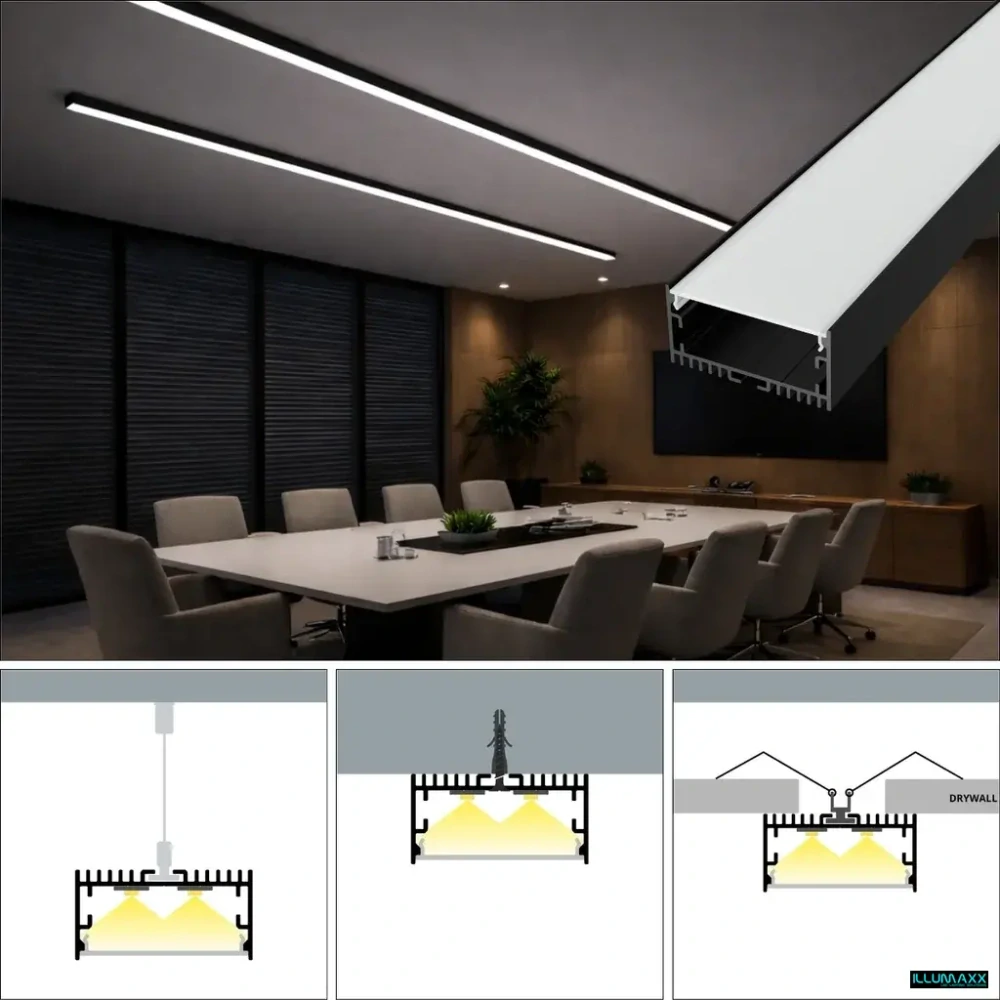 Hliníkový přisazený profil 2m pro LED pásky SURFACE WIDE MAX BLACK