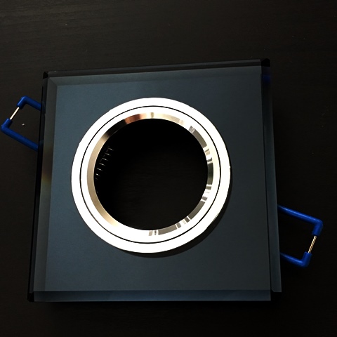 ILLUMAXX LED bodovka skleněná pevná čtvercová, barva černá, pro montáž pr. 65 mm