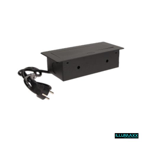 Orno, výklopná elektrická zásuvka do pracovní desky, OR-AE-1337/B,  3x230V, černá, vestavná s kabelem 1,5m , oblé hrany