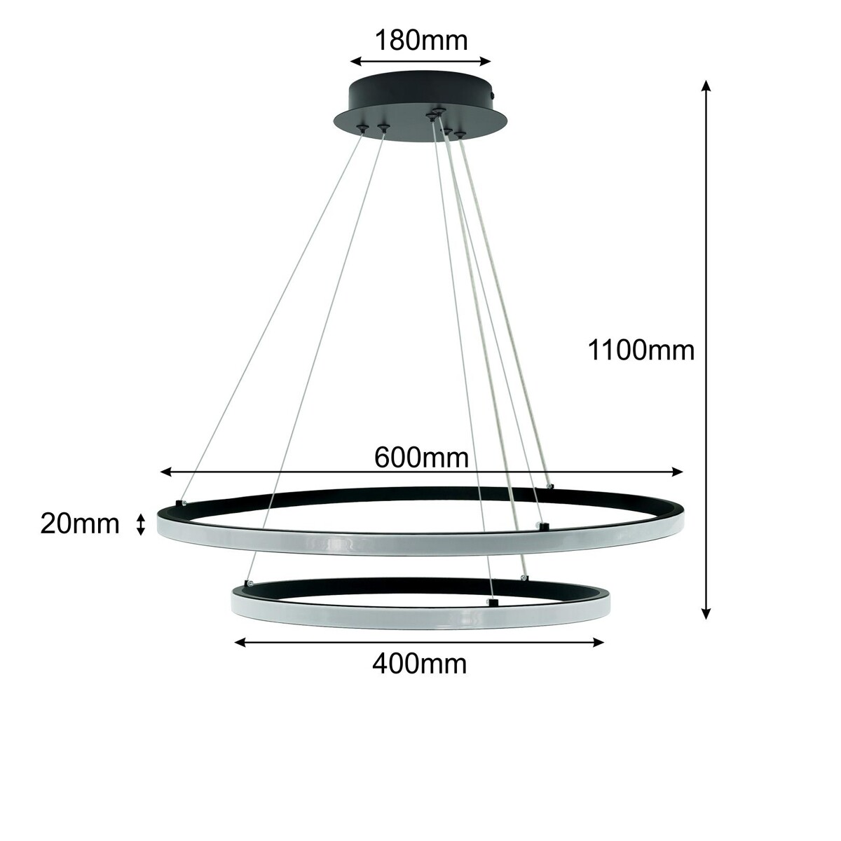 LED stropní kruhové závěsné svítidlo 60W, 4000K denní bílá, 5100LM