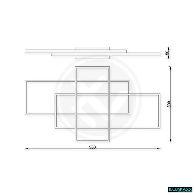 ILLUMAXX LED stropní svítidlo HYDRA 90x50x8 cm černé