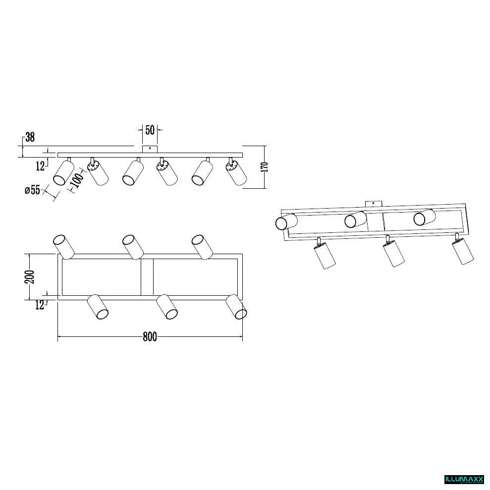 ILLUMAXX LED bodové stropní svítidlo BUMO 6 GU10 černé