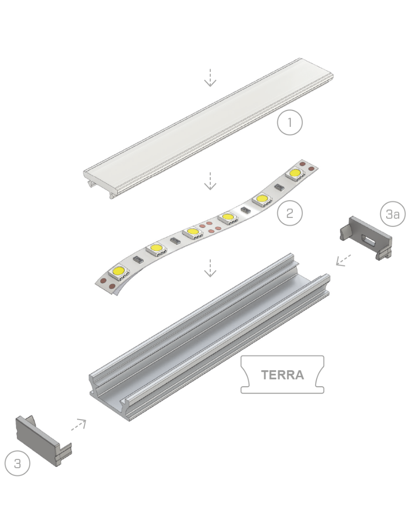 Hliníkový profil pro led pásky 20x9 barva stříbrná elox délka 2m, PLP15