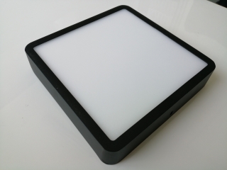 Černý LED panel přisazený čtverec 12W, 230V, IP20, neutrální bílá