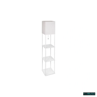 Stojící lampa, na žárovku E27, bílá s tkaninovým stínítkem