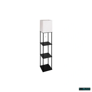 Stojící lampa, na žárovku E27, černá s tkaninovým stínítkem