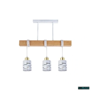 ILLUMAXX Závěsné svítidlo ELEN 3× E27 50 cm se dřevem, bílé