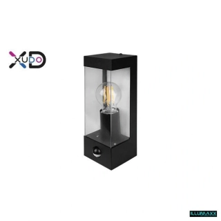Venkovní nástěnné svítidlo E27 IP44 PC s PIR senzorem černé