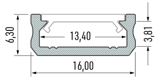 Hliníkový profil pro led pásky 16x6 PLP7