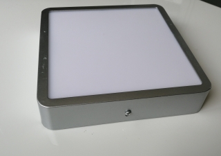 Stříbrný LED panel přisazený čtverec 24W, 230V, IP20, neutrální bílá