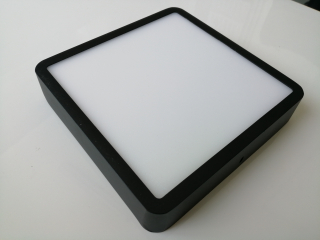 Černý LED panel přisazený čtverec 24W, 230V, IP20, neutrální bílá