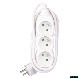 Prodlužovací kabel se zásuvkami 3x230V , 3x1,0mm , 1,5m bílá