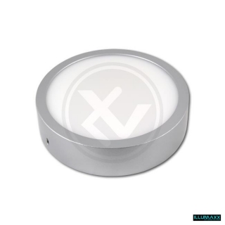 Stříbrný LED panel přisazený kruhový 12W, 230V, IP20, neutrální bílá